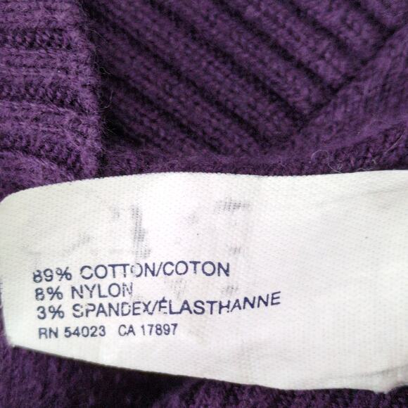 GAP Women's XS Knit Sweater Top, V-Neck Purple Striped, Vtg Y2K Era Preppy - Picture 5 of 6